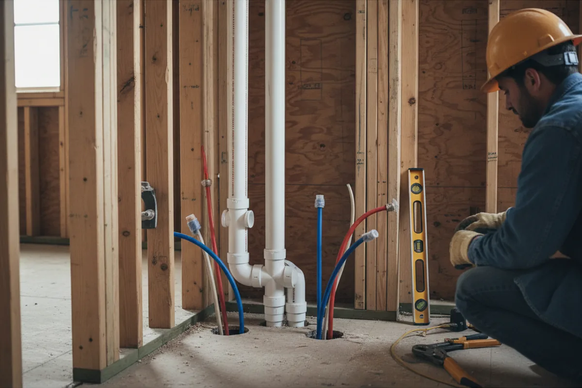 Drain and supply rough-in during Leak Detection in Elk Horn